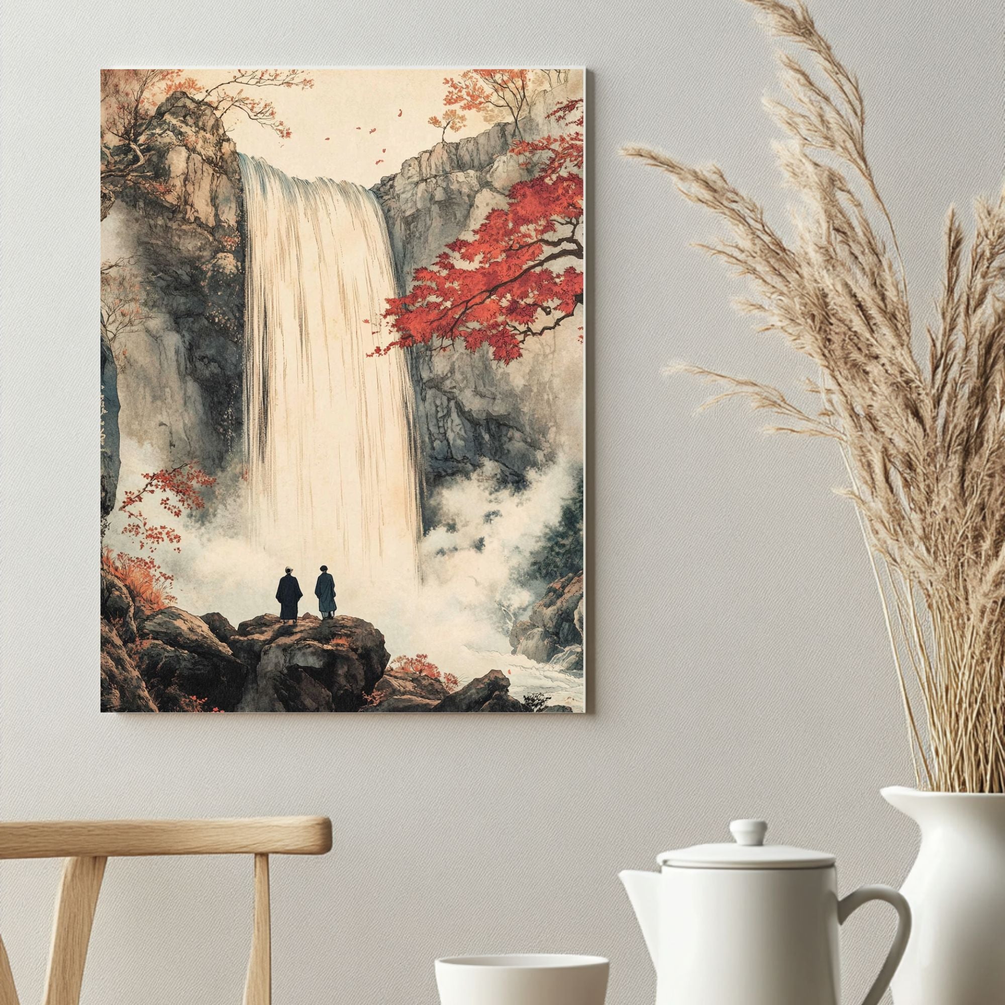 Hokusai Ukiyo-e Japanese Style Waterfall Wall Art Landscape Woodblock Ikigai Wall ArtPhoto paper poster