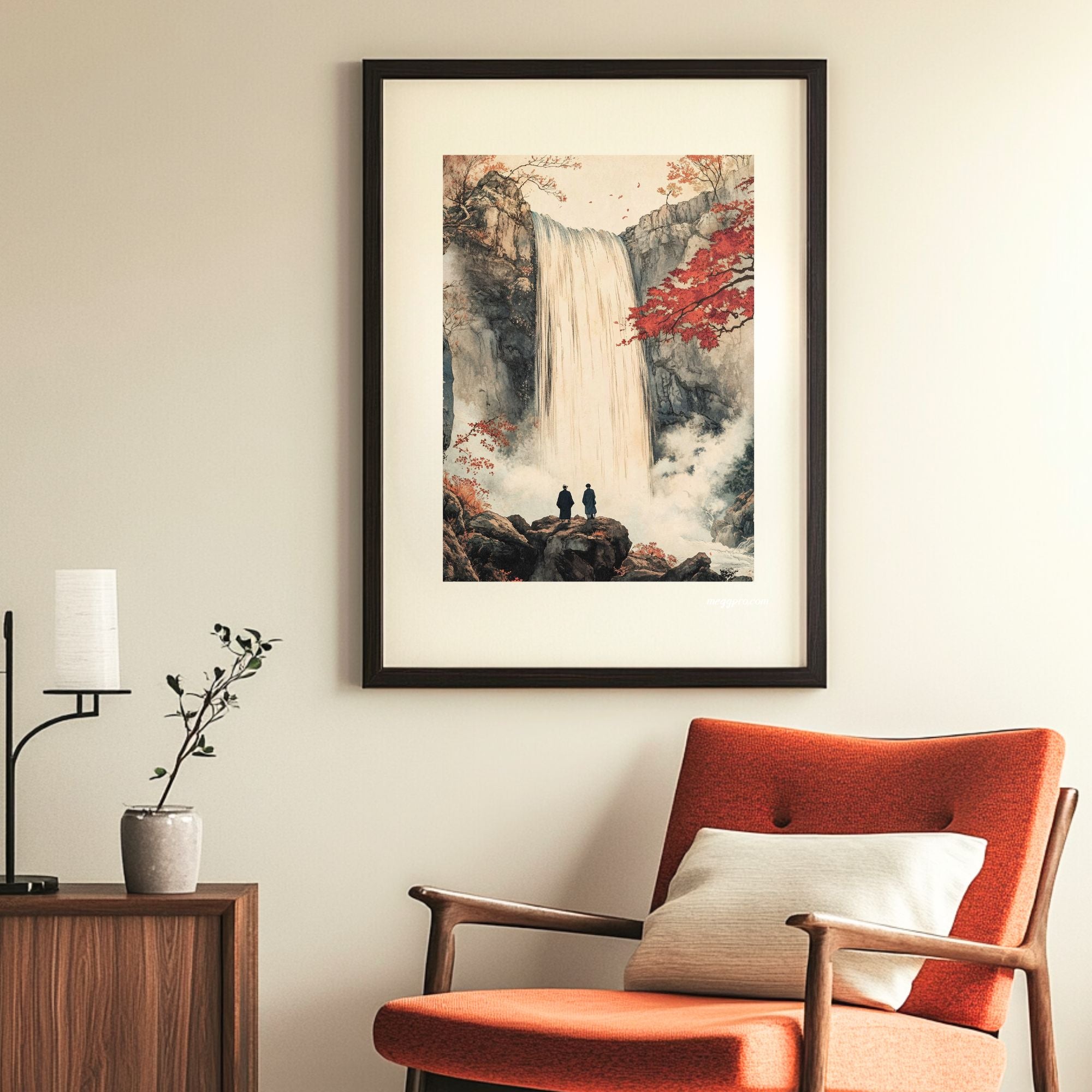 Hokusai Ukiyo-e Japanese Style Waterfall Wall Art Landscape Woodblock Ikigai Wall ArtPhoto paper poster