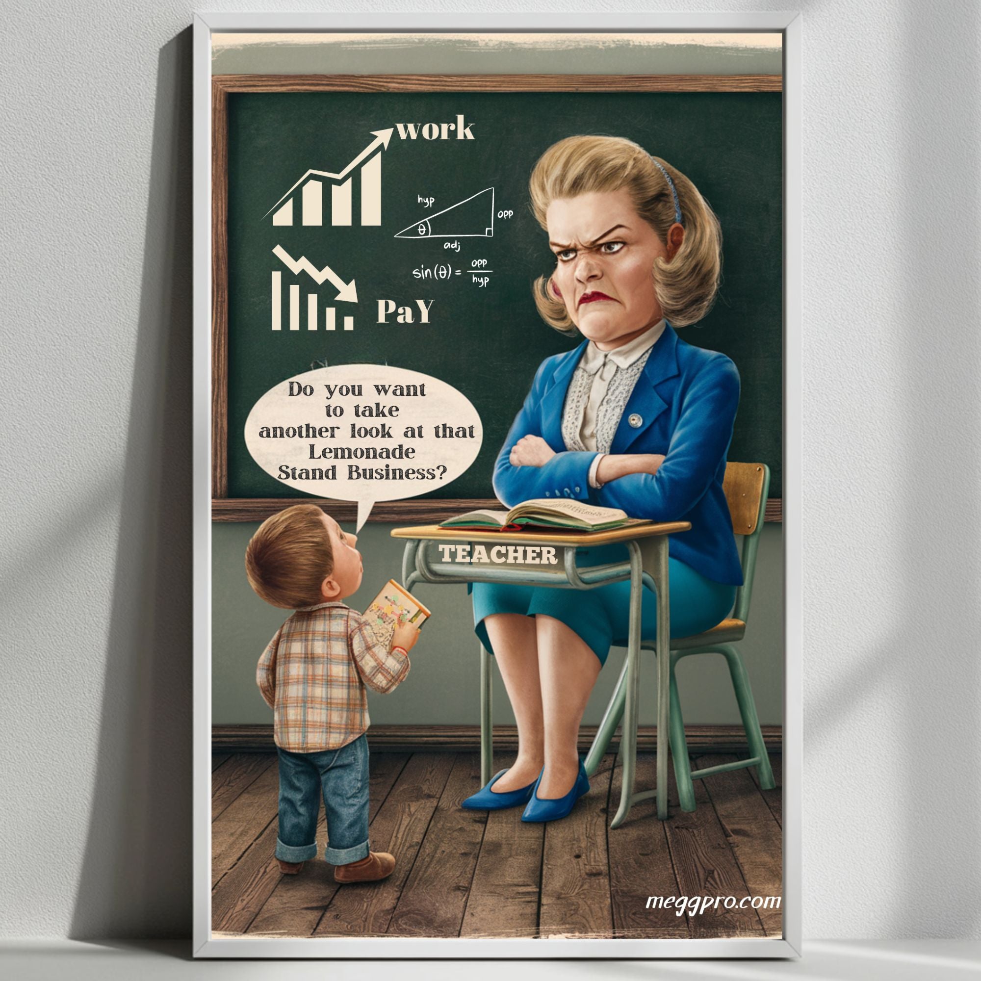 Vintage Funny Teacher Posters,Twin Pack