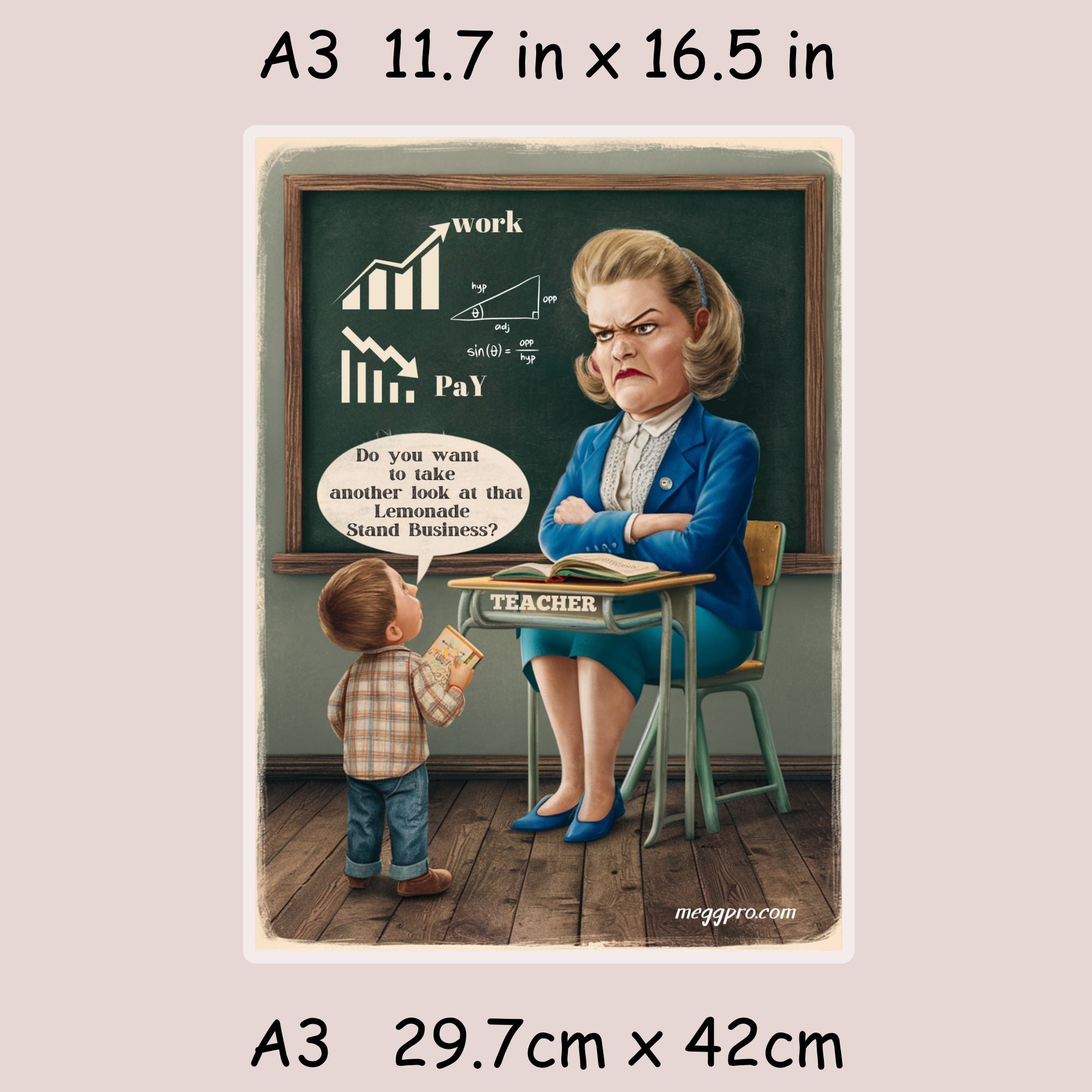 Vintage Funny Teacher Posters,Twin Pack