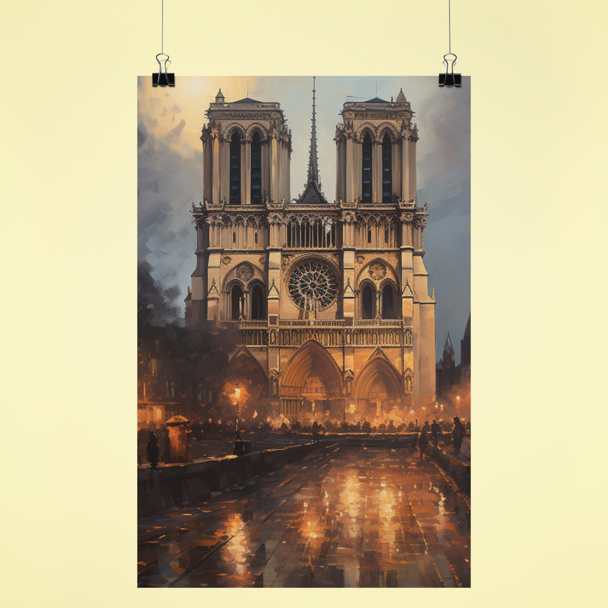 Notre-Dame Cathedral - Paris.Water Color Wall Art.