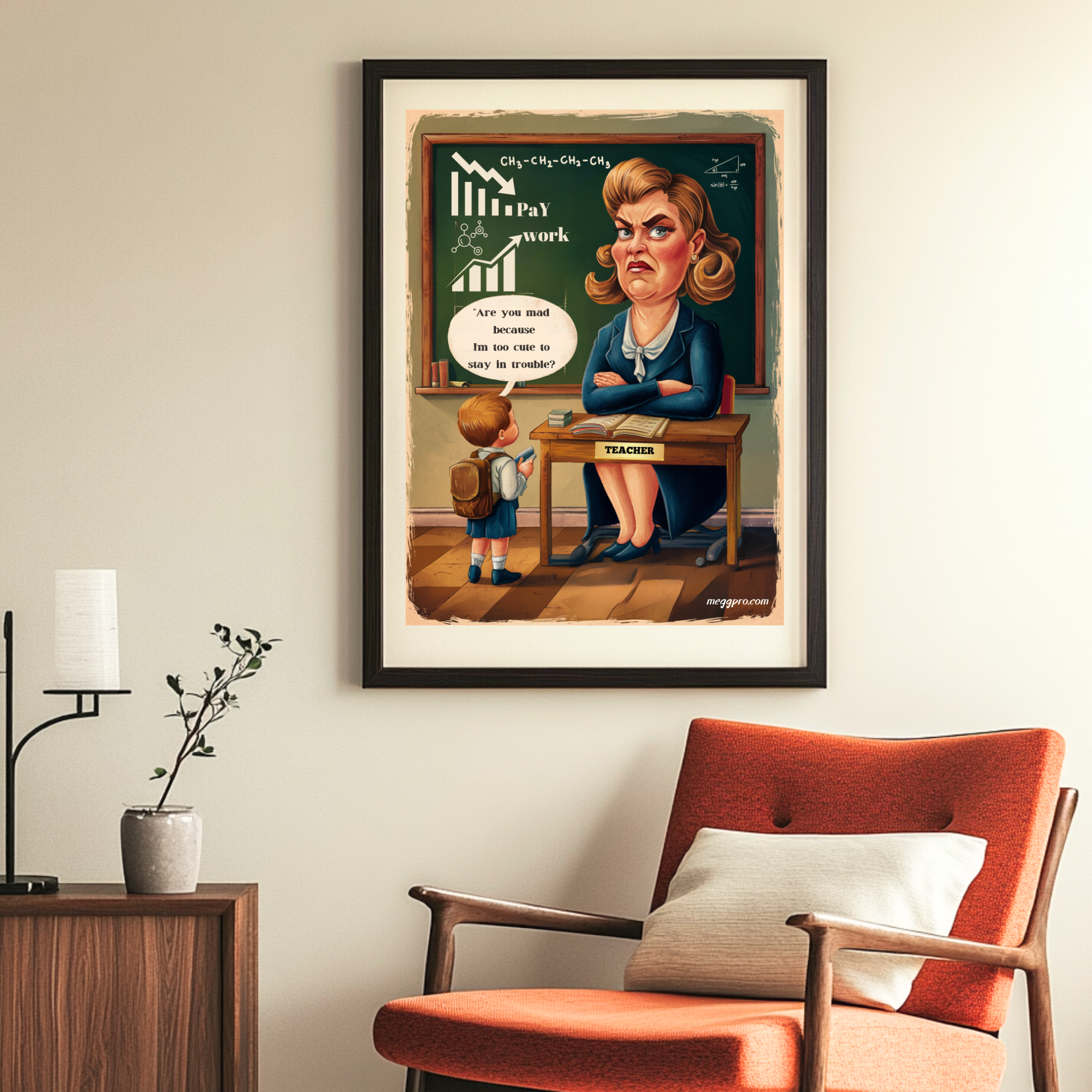 Vintage Funny Teacher Cute Pupil Poster