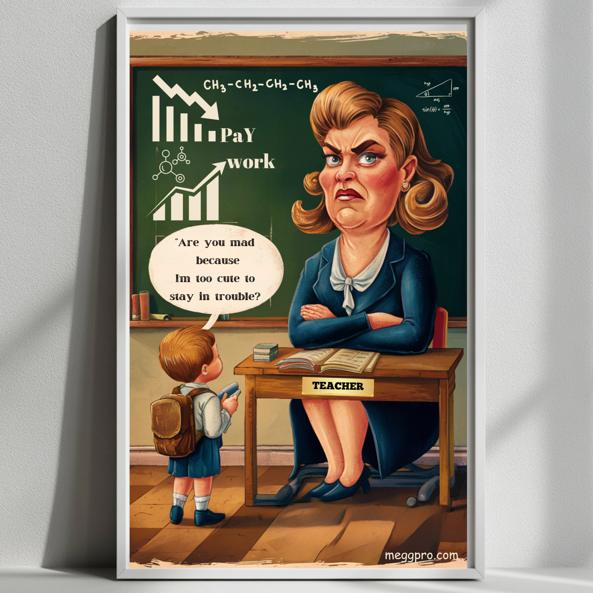 Vintage Funny Teacher Cute Pupil Poster