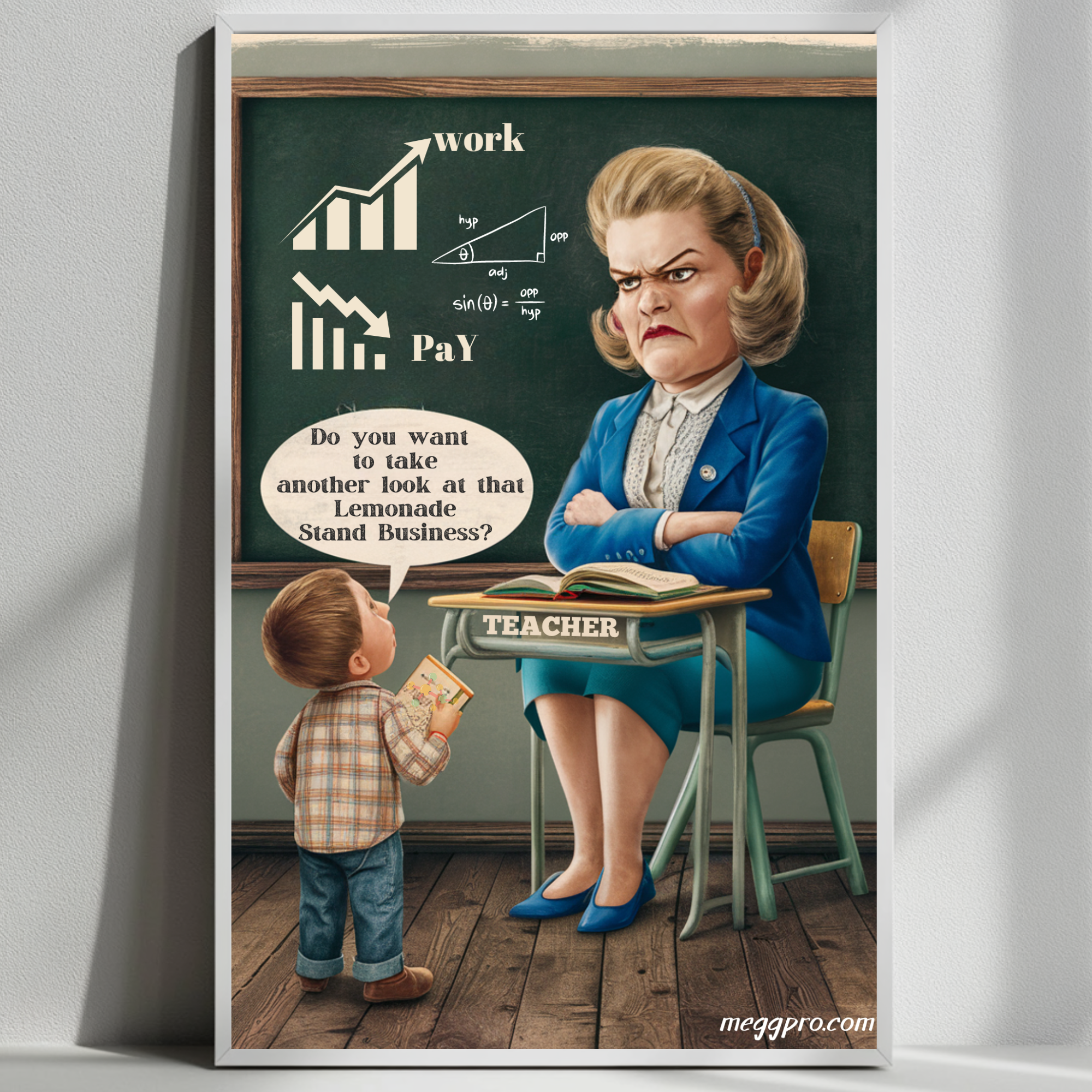 Vintage Funny Teacher Poster Lemonade Stand Business